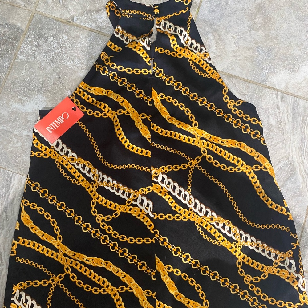 Kohl's Gold and Black Twisted Collar Halter Sleeveless